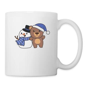 Ours avec bonhomme de neige en hiver pour Noël - Mug blanc - blanc - Droite