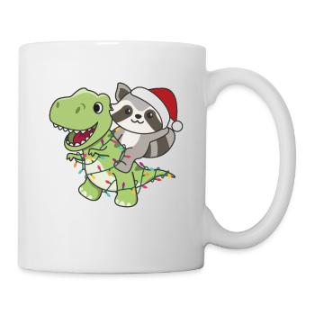 Raccoon Trex Christmas Snow Winter Animals - Mug - white - Right