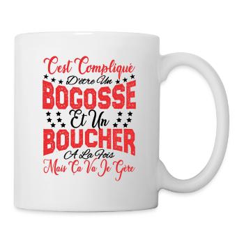 c'est compliqué d'être un Bogosse et un Boucher. - Mug blanc - blanc - Droite