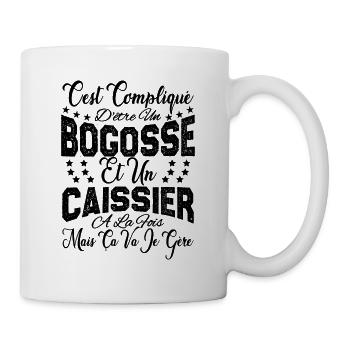 c'est compliqué d'être un Bogosse et un Caissier. - Mug blanc - blanc - Droite