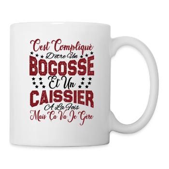 c'est compliqué d'être un Bogosse et un Caissier. - Mug blanc - blanc - Droite