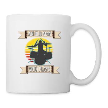 Ne sous-estimez jamais un vieil homme qui joue de la batterie - Mug blanc - blanc - Droite