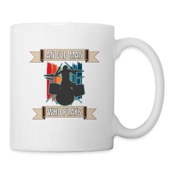 Ne sous-estimez jamais un vieil homme qui joue de la batterie - Mug blanc - blanc - Droite