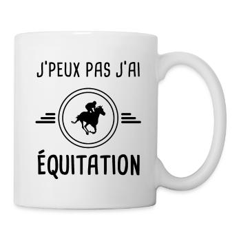 je peux pas j'ai équitation pour cavalier - Mug blanc - blanc - Droite