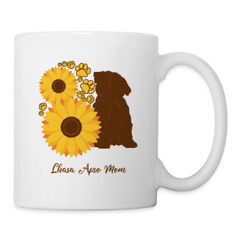 Sonnenblumenmutter - Lhasa Apso - Tasse - Weiß - Rechts