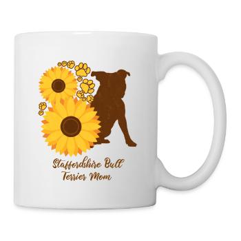 Sonnenblumenmutter - Staffordshire Terrier - Tasse - Weiß - Rechts