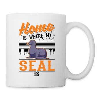 Zuhause ist wo meine Robbe ist Seehund Seelöwe - Tasse - Weiß - Rechts