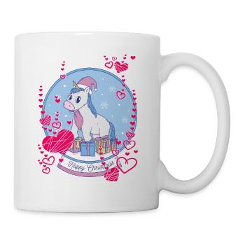 Schneekugel Einhorn Happy Christmas - Tasse - Weiß - Rechts