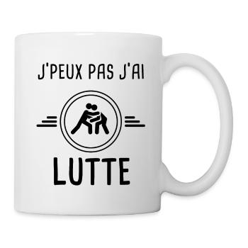 je peux pas j'ai lutte pour lutteur - Mug blanc - blanc - Droite