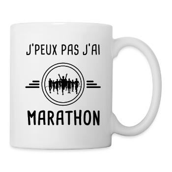je peux pas j'ai marathon pour coureur - Mug blanc - blanc - Droite
