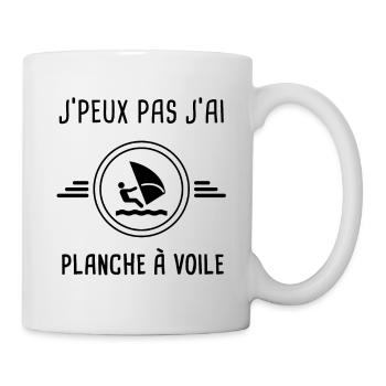 je peux pas j'ai planche a voile pour planchiste - Mug blanc - blanc - Droite