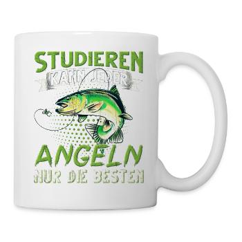 Studieren Kann Jeder Angeln nur die Besten - Tasse - Weiß - Rechts