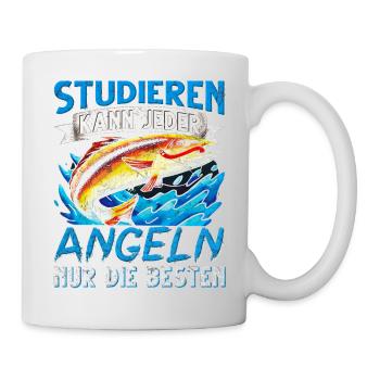 Studieren Kann Jeder Angeln nur die Besten - Tasse - Weiß - Rechts