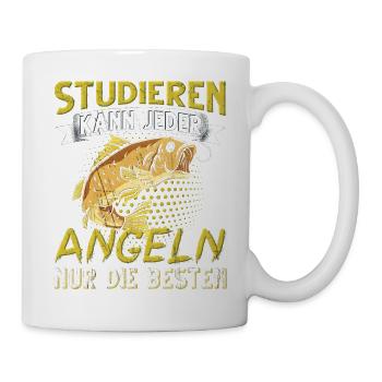 Studieren Kann Jeder Angeln nur die Besten - Tasse - Weiß - Rechts
