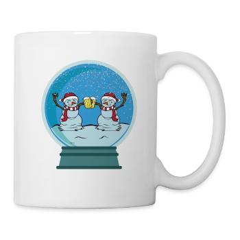 Bier trinkenden Schneemänner Lustiges Winter - Tasse - Weiß - Rechts