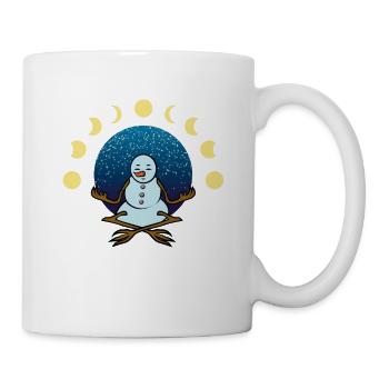 Schneemann meditiert in der Lotus Position Winter - Tasse - Weiß - Rechts