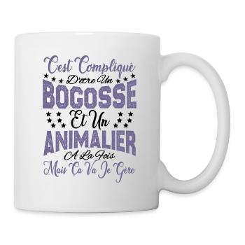 c'est compliqué d'être un Bogosse et un Animalier. - Mug blanc - blanc - Droite
