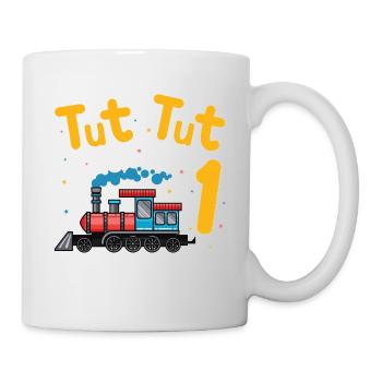 1. Geburtstag, 1 Jahr Züge Lok Kids, Boy Junge Zug - Tasse - Weiß - Rechts