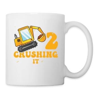 2. Geburtstag, 2 Jahre alt! Kids, Boy Junge Bagger - Tasse - Weiß - Rechts