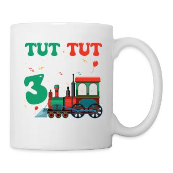 3ème anniversaire, 3 ans trains Lok Kids, garçon garçon - Mug blanc - blanc - Droite