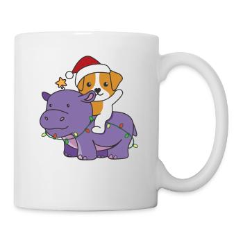 Christmas Hippo Jack Russell Merry Christmas - Mug - white - Right