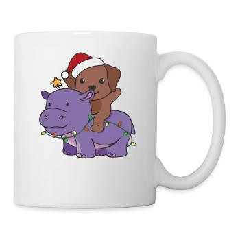Christmas Hippo Labrador Merry Christmas Dogs - Mug - white - Right