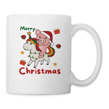 Cochon de Noël Joyeux Licorne de Noël - Mug blanc - blanc - Droite