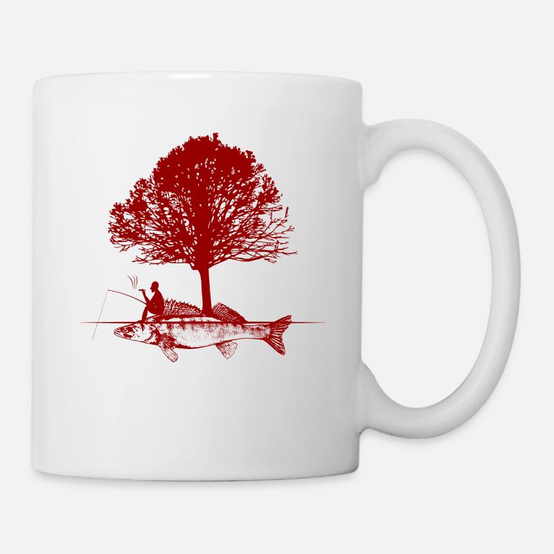 Tenue de pêcheur pour la pêche et la pêche, poisson - Mug blanc - blanc