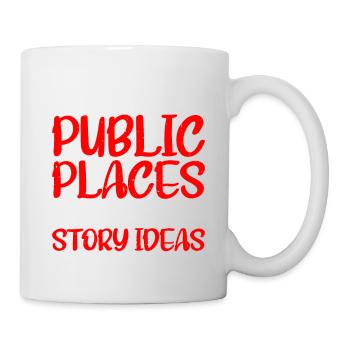 Je vais dans des lieux publics pour de nouvelles idées d’histoires 2 - Mug blanc - blanc - Droite