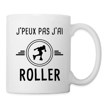 je peux pas j'ai roller pour patineur - Mug blanc - blanc - Droite