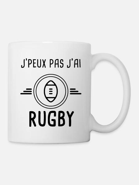 je peux pas j'ai rugby ballon pour rugbyman - Mug blanc - blanc