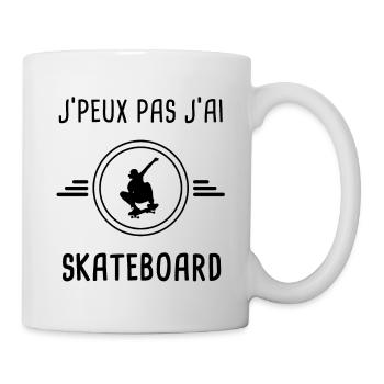 je peux pas j'ai skateboard pour skateboardeur - Mug blanc - blanc - Droite