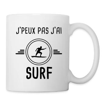 je peux pas j'ai surf board pour surfeur - Mug blanc - blanc - Droite