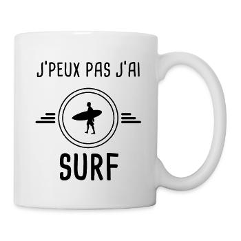 je peux pas j'ai surf pour surfeur - Mug blanc - blanc - Droite