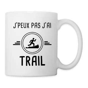 je peux pas j'ai trail pour traileur - Mug blanc - blanc - Droite