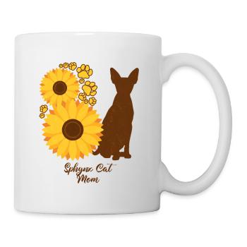 Sonnenblumenmutter - Sphynx-Katze - Tasse - Weiß - Rechts