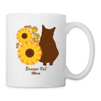 Sonnenblumenmutter - Siamkatze - Tasse - Weiß - Rechts