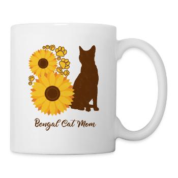 Sonnenblumenmutter - Bengalkatze - Tasse - Weiß - Rechts