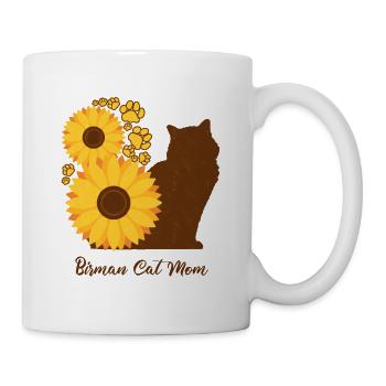 Sonnenblumenmutter - Birma-Katze - Tasse - Weiß - Rechts