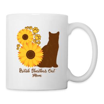 Sunflower Mom - Chat britannique à poil court - Mug blanc - blanc - Droite