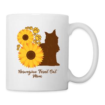Sonnenblumenmutter - Norwegische Waldkatze - Tasse - Weiß - Rechts