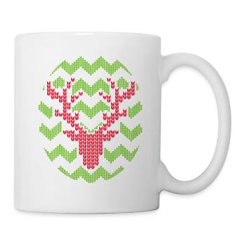 Rentier Weihnachten Strickmuster gestricktes Motiv - Tasse - Weiß - Rechts