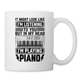 In My Head I'm Playing Piano Keyboard Electric Pia - Mug - white - Right