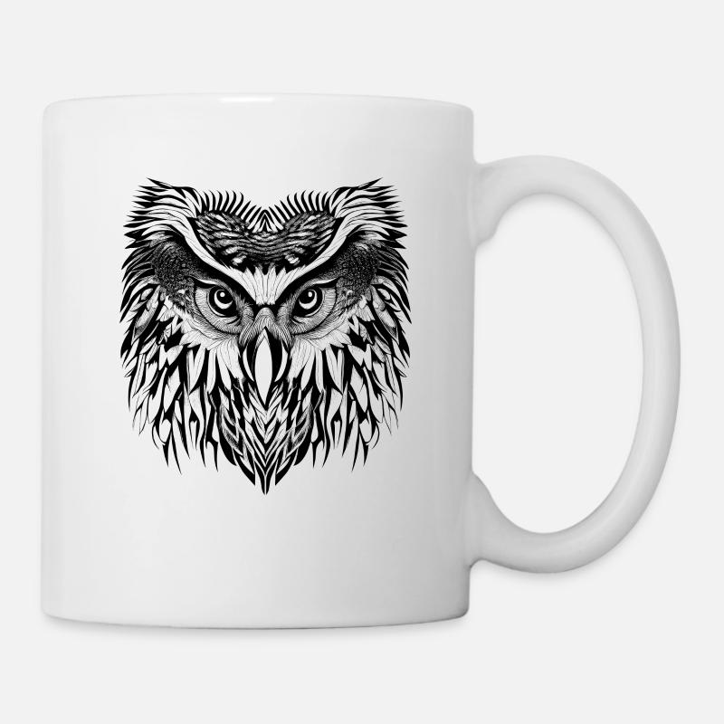 Owl Eagle owl owl drawn - Mug - white