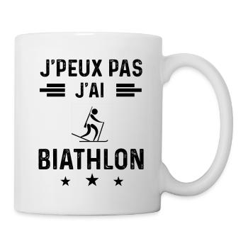 cadeau je peux pas j'ai biathlon - Mug blanc - blanc - Droite