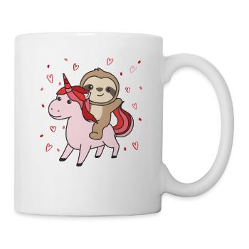 Sloth with unicorn hearts favorite animal heart - Mug - white - Right