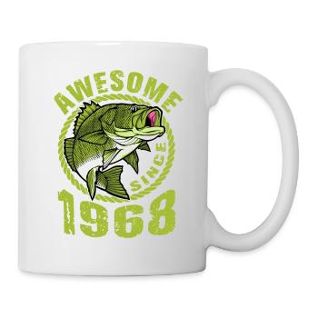 Awesome since 1968. Angel, Angler Geburtstag - Tasse - Weiß - Rechts