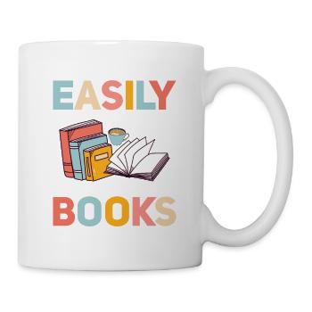 Easily Distracted By Tea And Books Reading Book Lo - Tasse - Weiß - Rechts