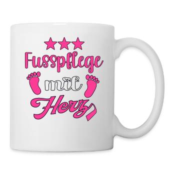 Fusspflege mit Herz Fuss Füsse Fusspflegerin - Tasse - Weiß - Rechts
