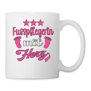 Fusspflege mit Herz Fuss Füsse Fusspflegerin - Tasse - Weiß - Rechts